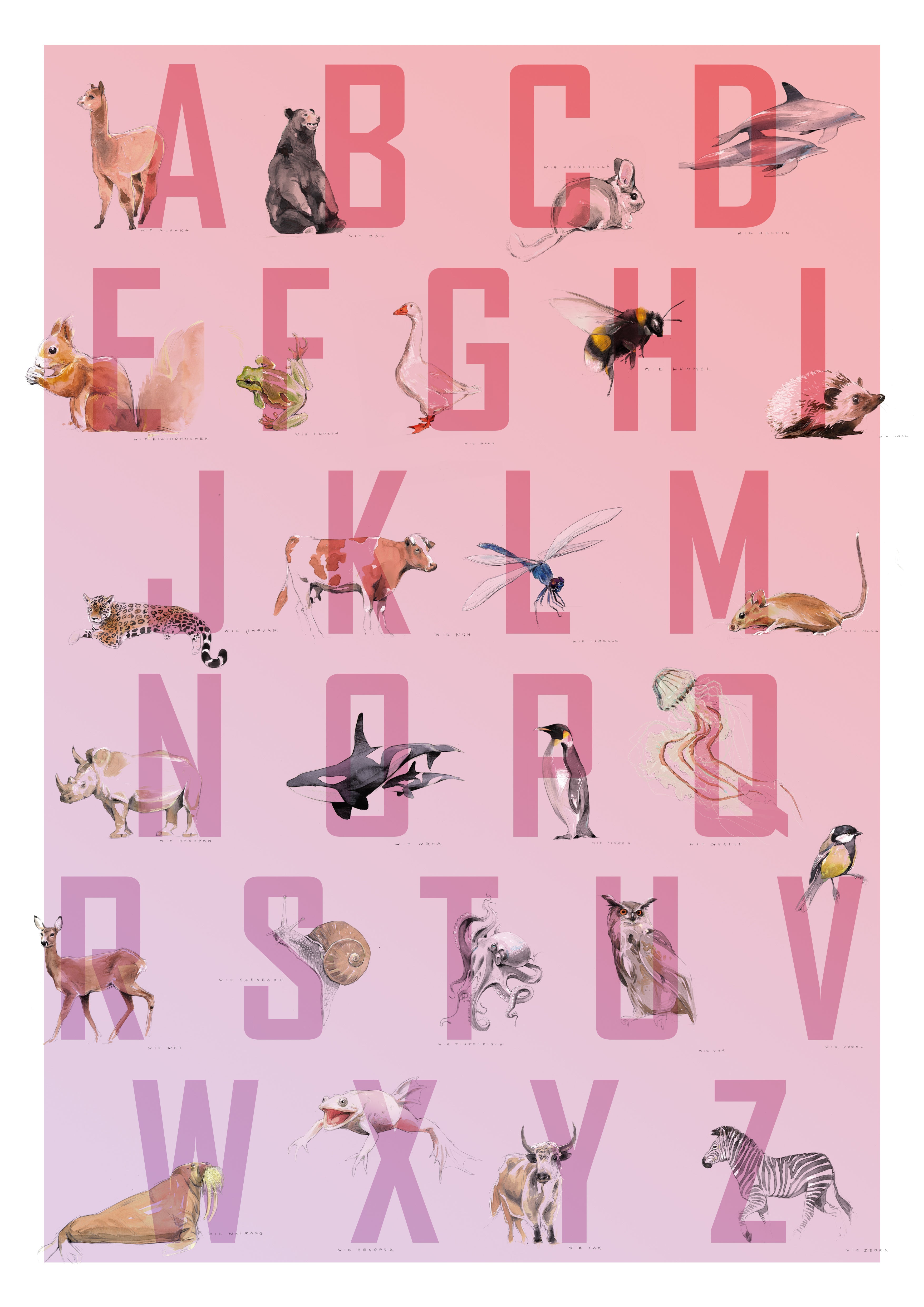 Alphabet Poster A2  -  Von Hand Illustriert, gedruckt auf Premium Papier Matt (Kopie)