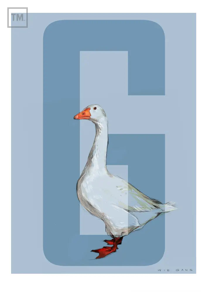 G wie Gans - Von Hand Illustriert gedruckt auf Premium Papier Matt Print Material