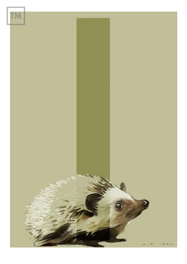I wie Igel - Von Hand Illustriert gedruckt auf Premium Papier Matt Print Material