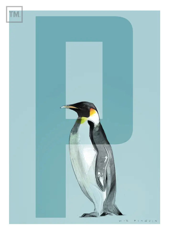 P wie Pinguin - Von Hand Illustriert gedruckt auf Premium Papier Matt Print Material